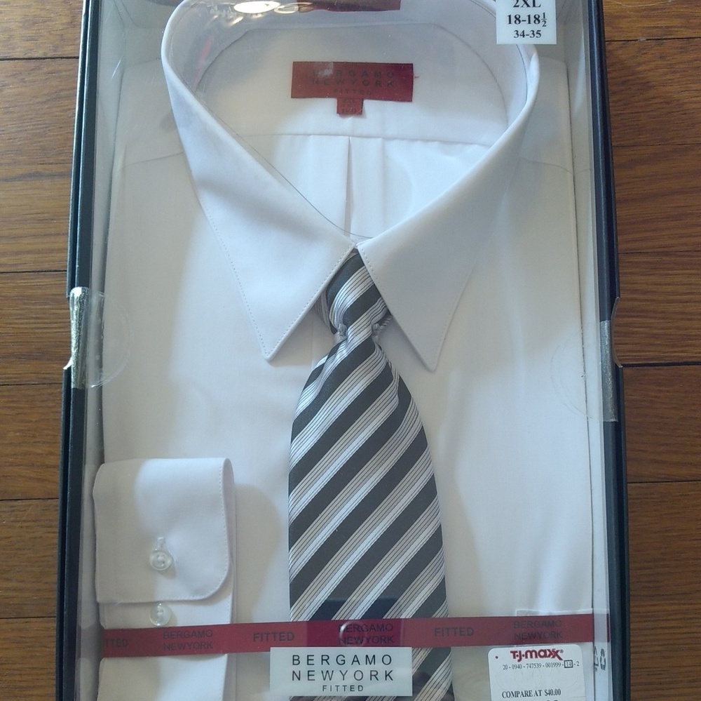 Bergamo New York Men's Dress Shirt/Tie Sz XXL